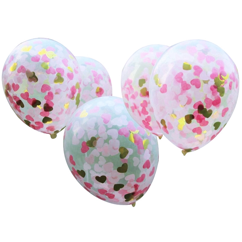 Set 10 quả bóng bay hình trái tim màu hồng và vàng 12inch dùng cho tiệc cưới tiệc sinh nhật