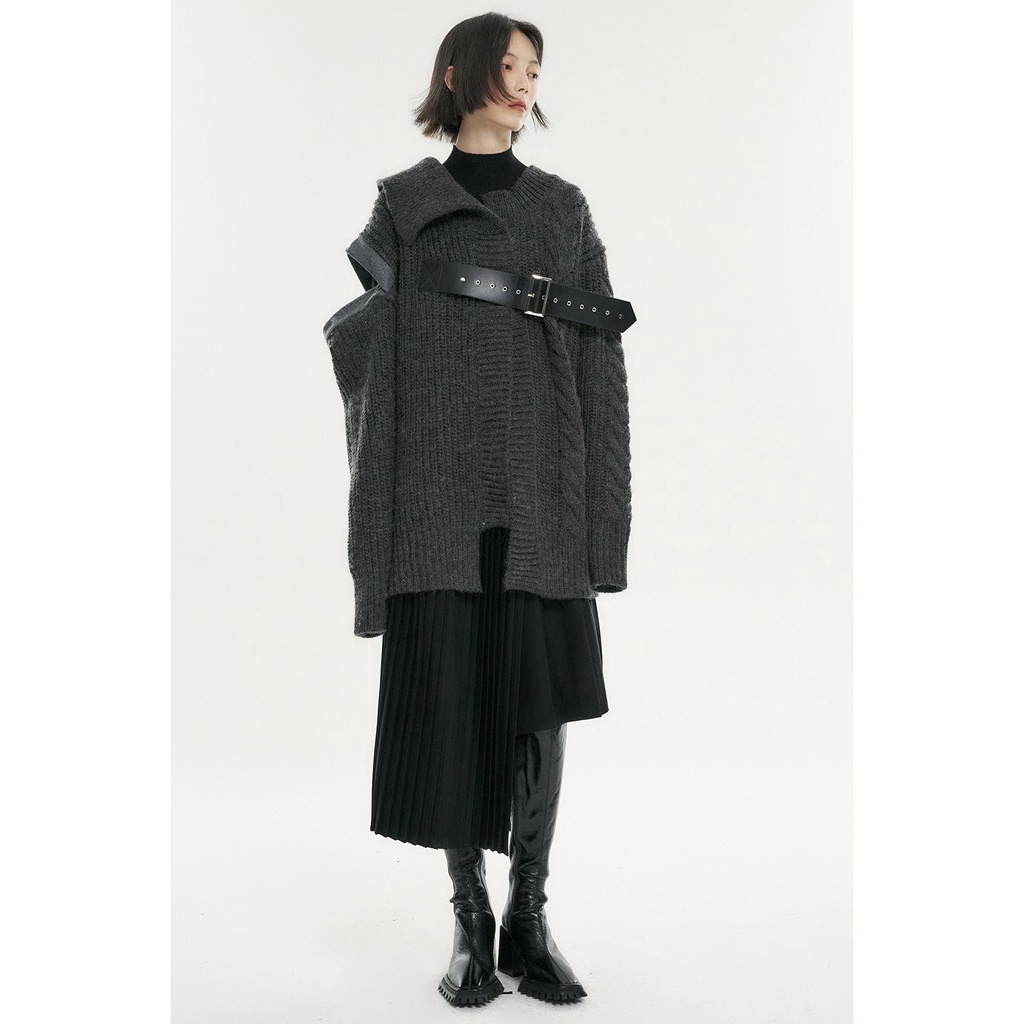 Áo khoác cardigan len dệt kim bất đối xứng 21AW [Shipped on November 26] | BigBuy360 - bigbuy360.vn
