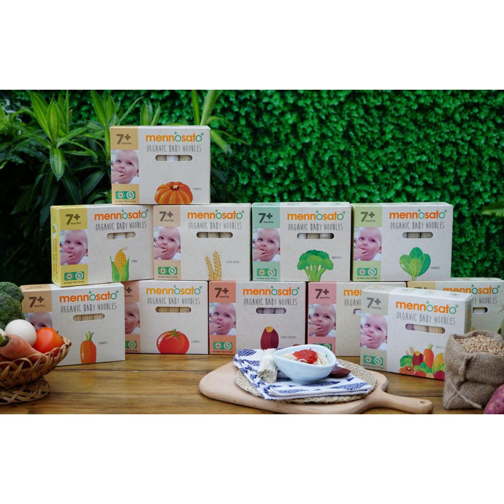 Mì ăn dặm rau củ hữu cơ cho bé Organic Baby Noodles vị hỗn hợp 300g Men No Sato