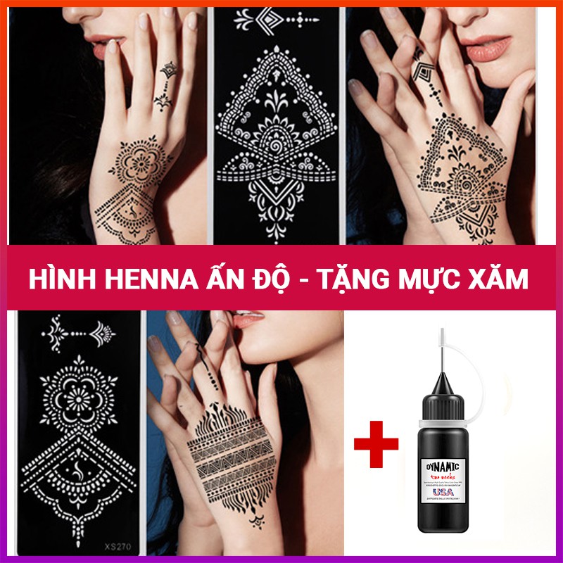 Hình xăm Henna Ấn Độ cao cấp tặng Mực xăm tạm thời