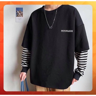 Áo thun thu đông tay dài PETRO tay sọc nối - Unisex nam nữ đều mặc được