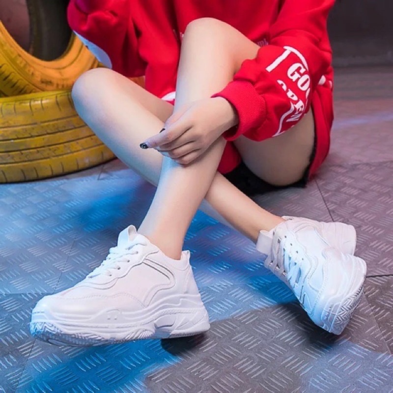 Giày thể thao nữ Full trắng tuyết số 7, đế cao 6cm siêu Hót