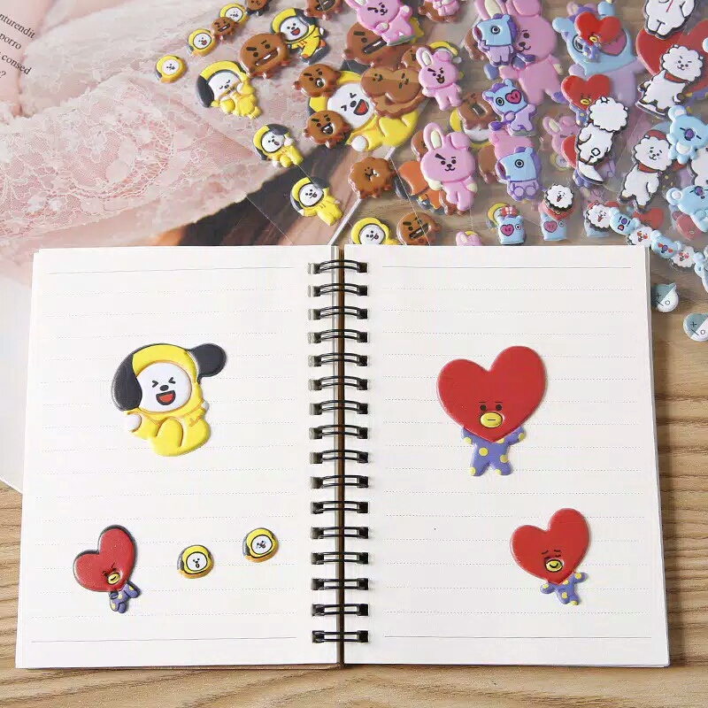 Bts Bt21 Sticker Dán Trang Trí Laptop / Điện Thoại Hình Hoạt Hình 3d Xinh Xắn