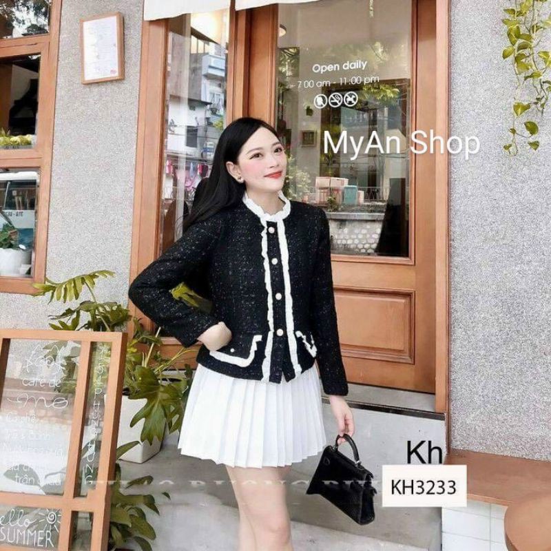 ÁO KHOÁC DẠ KIM TUYẾN DÁNG NGẮN