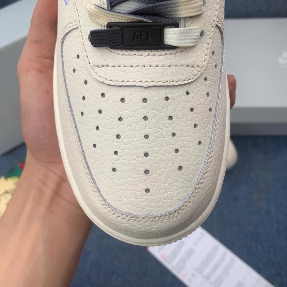 Giày Nike Be Sữa Air Force 1 Low &quot; Brooklyn &quot; Sail Black, Giày AF1 âm dương chuẩn S.Cấp nguyên bản cho nam nữ