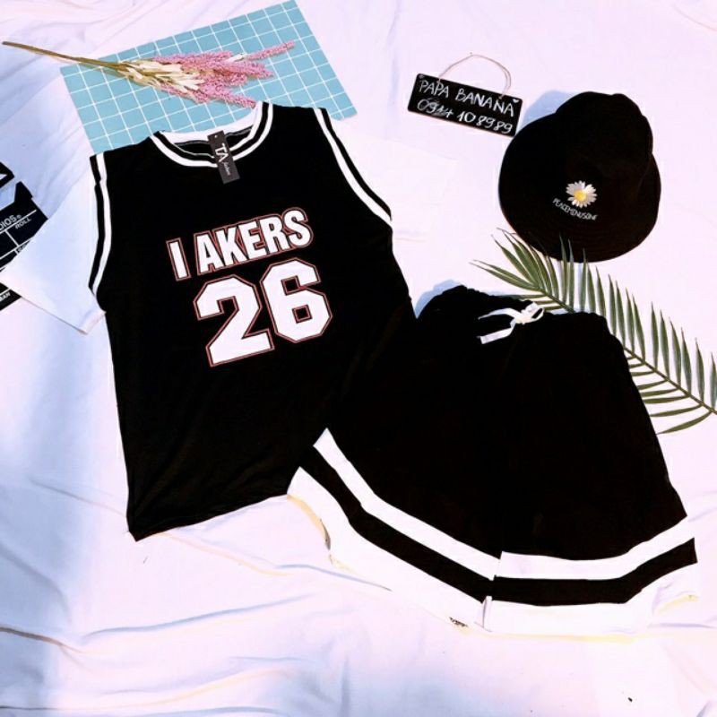 Set bộ quần sooc V kèm áo bóng chày số 26 (Ảnh thật,y hình)