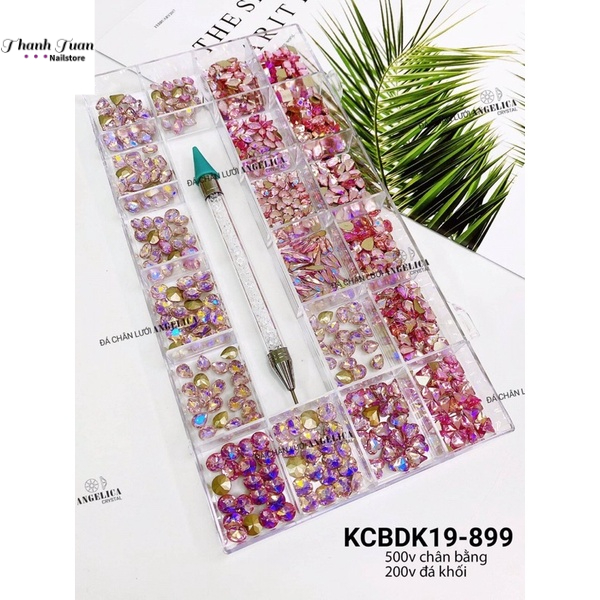 Khay đá nail Đá khối chân bằng kèm bút chấm đá 2 đầu Angelica- Phụ kiện đồ nail