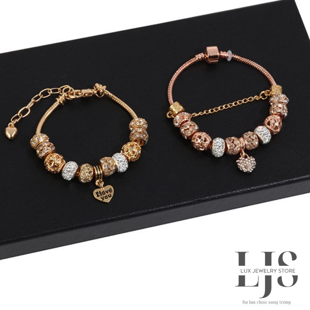 Lắc tay không gỉ Lux Jewelry, vòng tay pan mềm mạ vàng hồng - LUX779