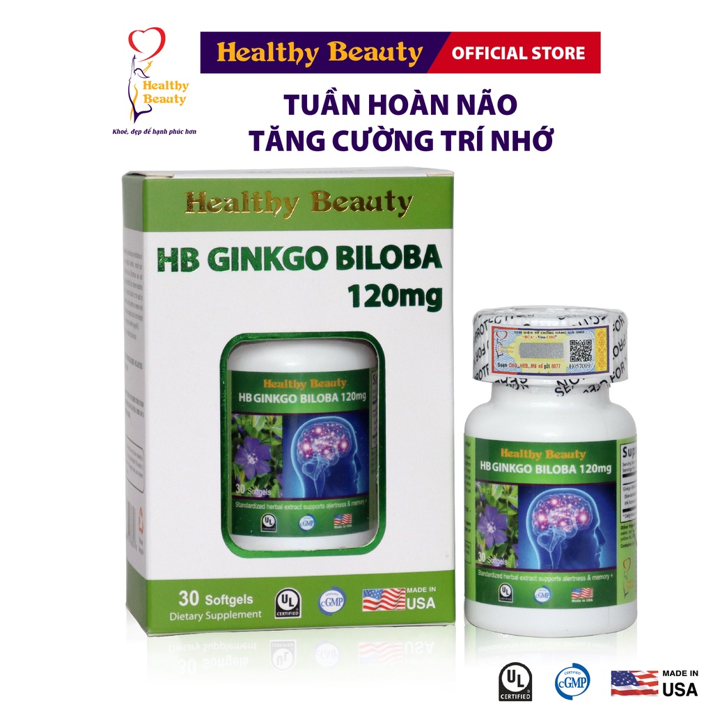 Combo HB Ginkgo Biloba 120Mg & HB Visionfort Support Healthy Beauty Giúp Tăng Cường Trí Nhớ Cải Thiện Thị Lực