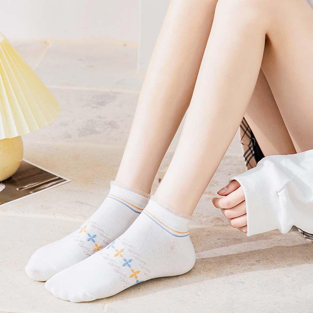 Vớ Cotton Cổ Thấp Họa Tiết Hoa Nhỏ Xinh Xắn Thoải Mái VANES1