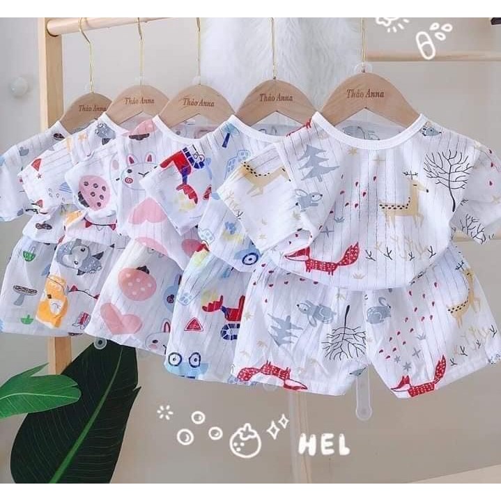 Bộ cotton giấy cộc tay, ngắn tay cho bé trai, bé gái hàng loại 1.