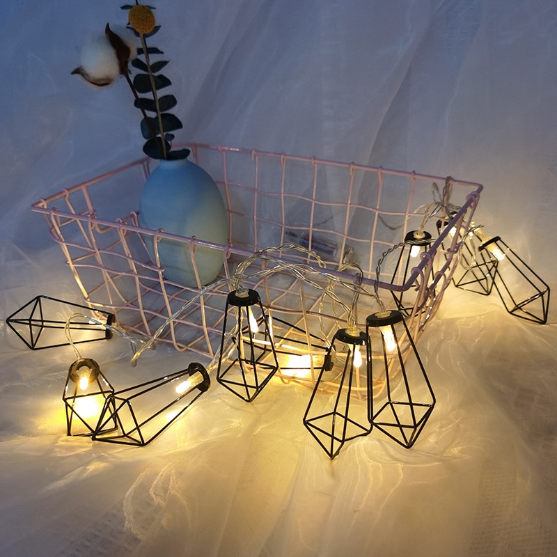 Dây Đèn led Bằng Sắt Hình Giọt Nước Màu Đen Phong Cách Mới Dùng Trang Trí