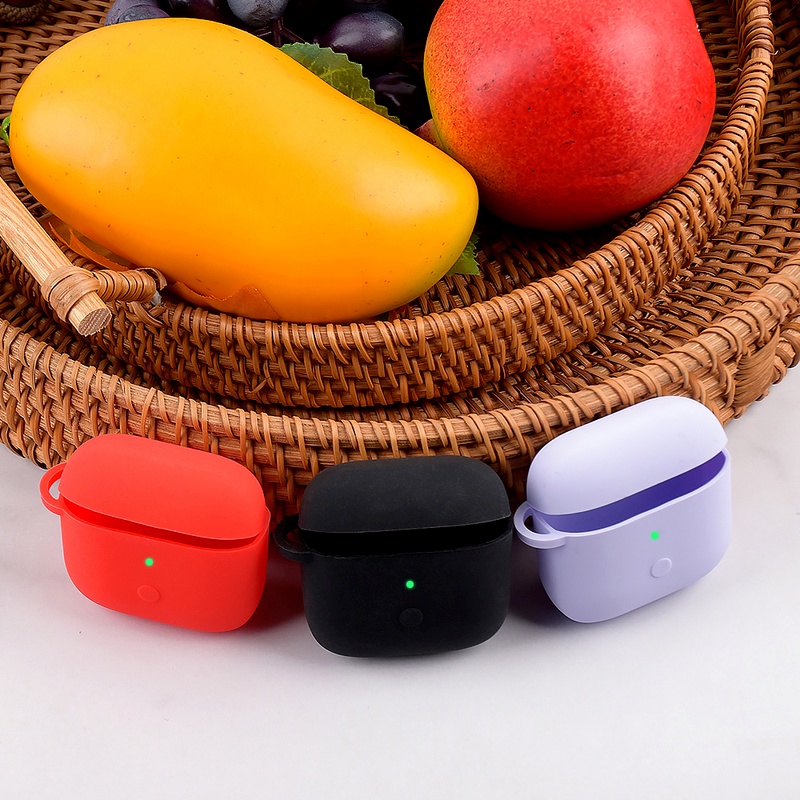 Vỏ Bảo Vệ Hộp Sạc Tai Nghe Không Dây Xiaomi Redmi Buds 3 Bằng Silicon Màu Kẹo Kèm Móc Cài Tiện Dụng