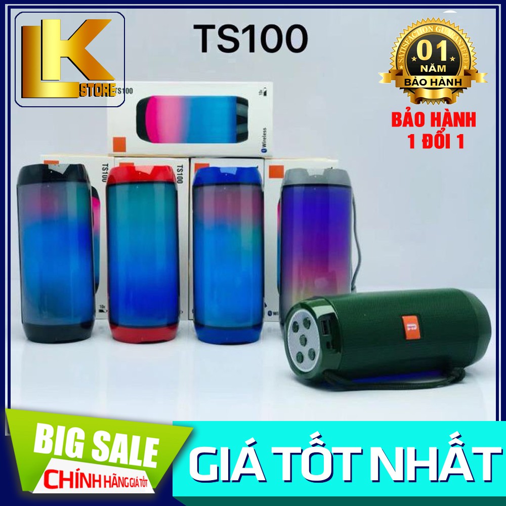Loa Bluetooth Không Dây TS100 Kiêm Đèn Led Theo Nhạc , Âm Thanh Tuyệt Đỉnh - BẢO HÀNH ĐỔI MỚI