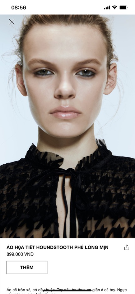 Xả thanh lý Áo Zara sz M hoạ tiết Houndstooth phủ lông mịn,