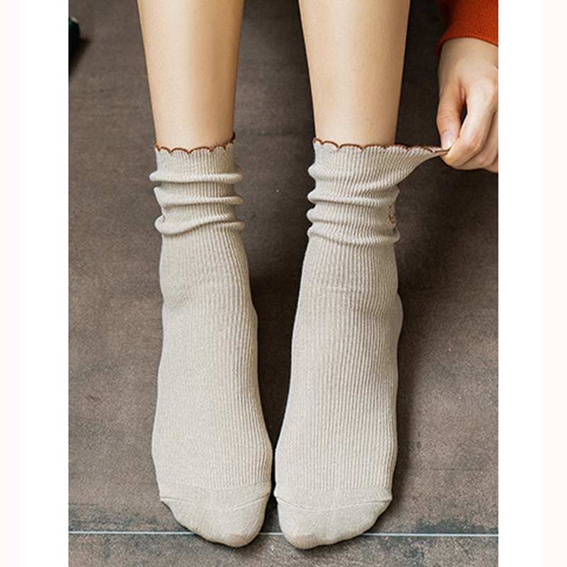 Tất nữ cổ bèo họa tiết cún con dễ thương vớ tầm trung phong cách Hàn Quốc cho giới trẻ thời trang mùa hè EMOJI TD032