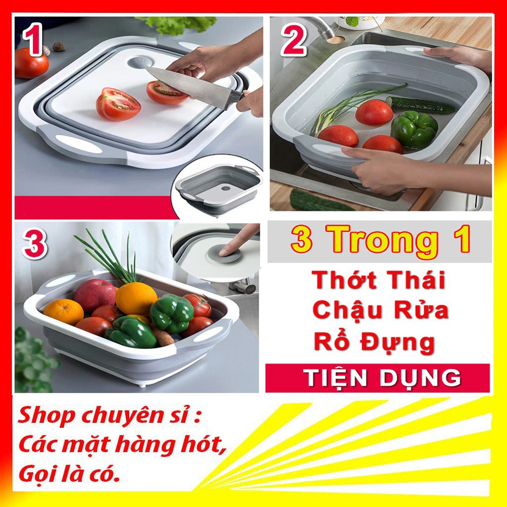 Chậu Rửa Gấp Gọn Kiêm Thớt Đa Năng 1 sản phẩm 3 công dụng