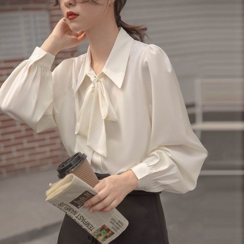 Áo Sơ Mi chiffon Tay Dài Dáng Rộng Cột Dây Thời Trang Hàn Quốc Cho Nữ size S-2XL