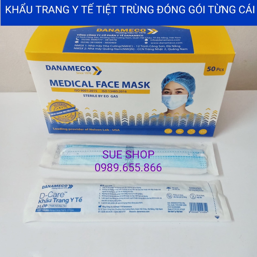 Khẩu trang DANAMECO tiệt trùng EO.GAS màng lọc cao cấp, đóng gói từng cái (GÓI 1 CÁI)