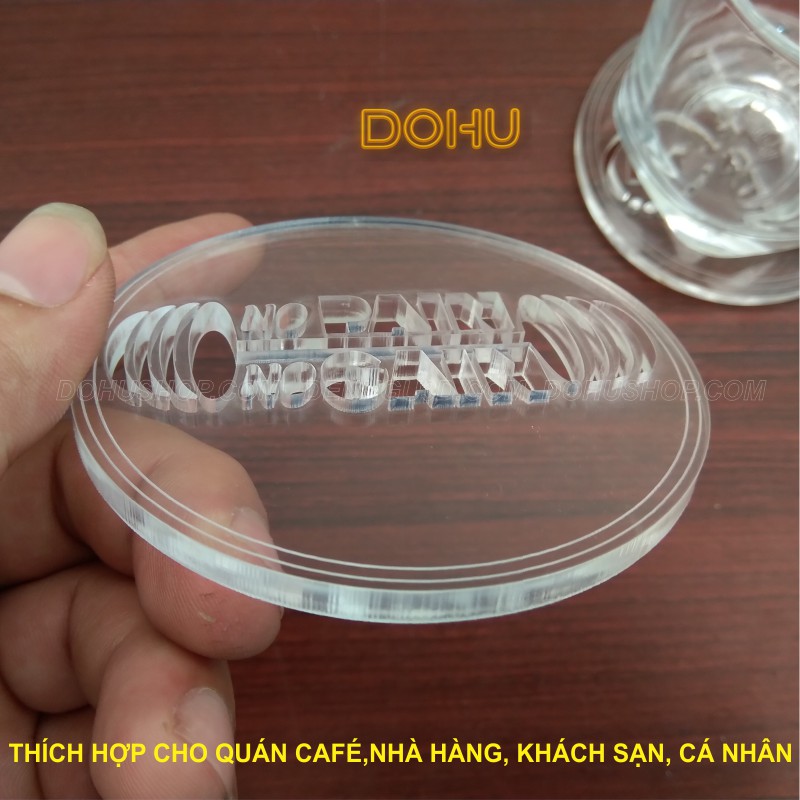 Miếng Lót Ly Độc Lạ Tạo Động Lực Bằng Mica Trong Suốt DOHU - No pain no gain