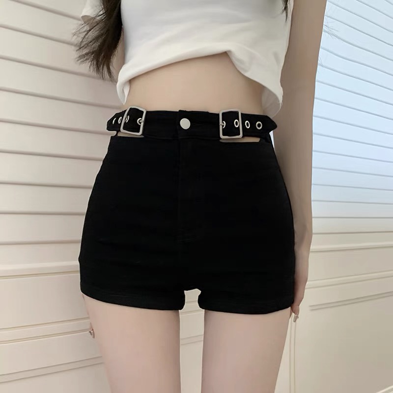 Quần Short Denim Lưng Cao Phong Cách Hàn Quốc Đơn Giản Dành Cho Nữ
