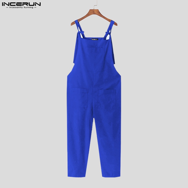 Bộ áo liền quần INCERUN hai dây màu trơn 3 màu thời trang dành cho nam