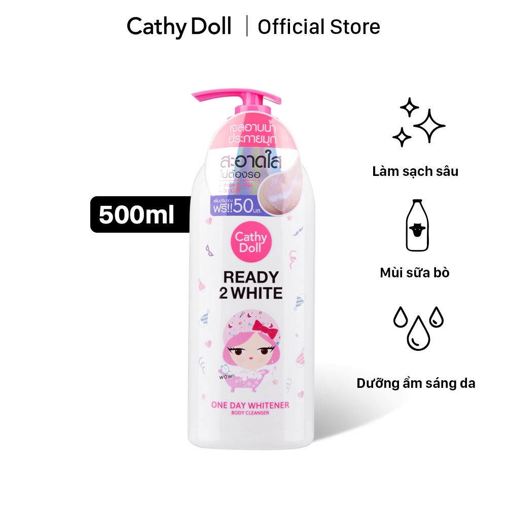 Sữa Tắm Trắng Da Cathy Doll Ready 2 White One Day Whitener Body Cleanser 500ML