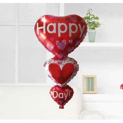 BÓNG NHÔM TRÁI TIM 3 TẦNG HAPPY DAY và I LOVE U