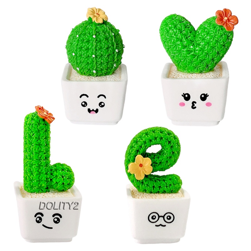4Pieces Cactus Plants in White Pot Faux Succulents Desktop Decor Toy