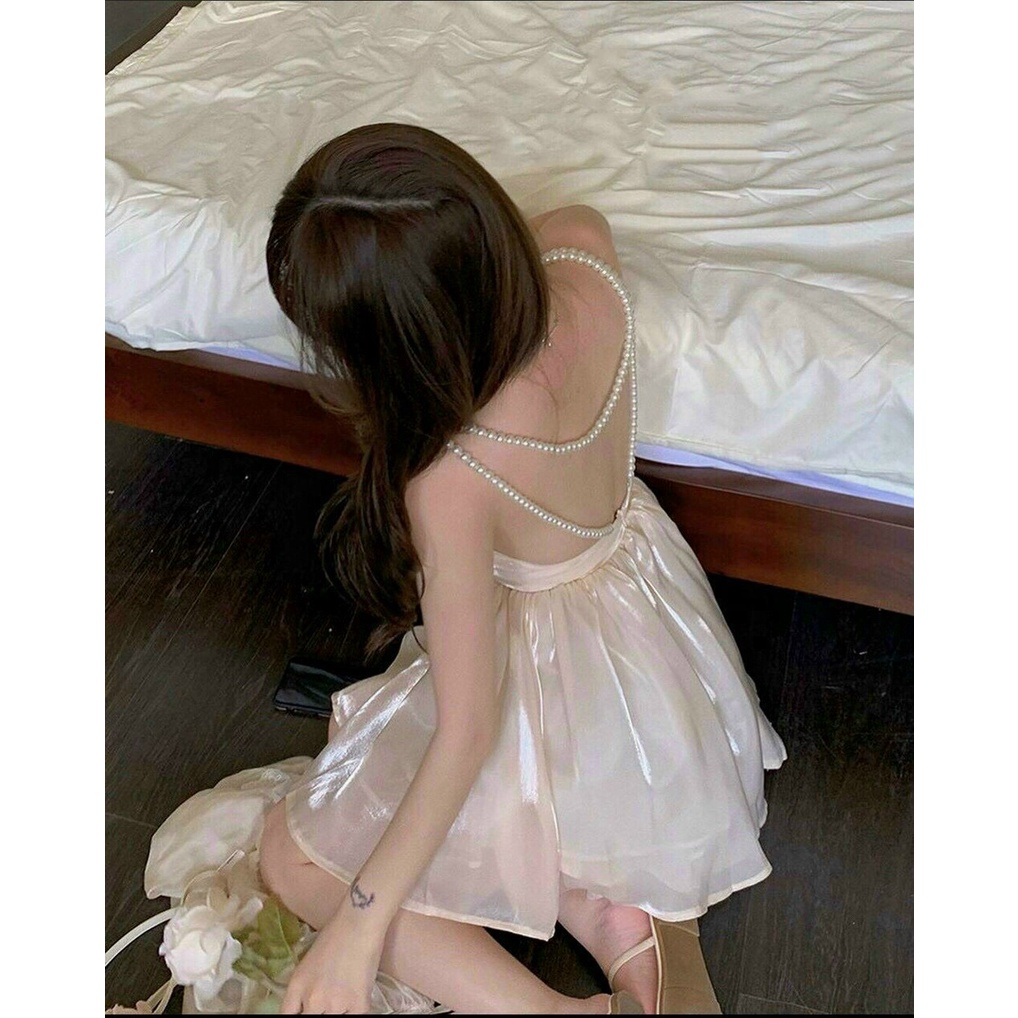 Đầm dự tiệc nude cúp ngực kết cườm váy nữ xinh chụp kỉ yếu sang chảnh XUKA-DRESS chất Voon xịn xò cao cấp
