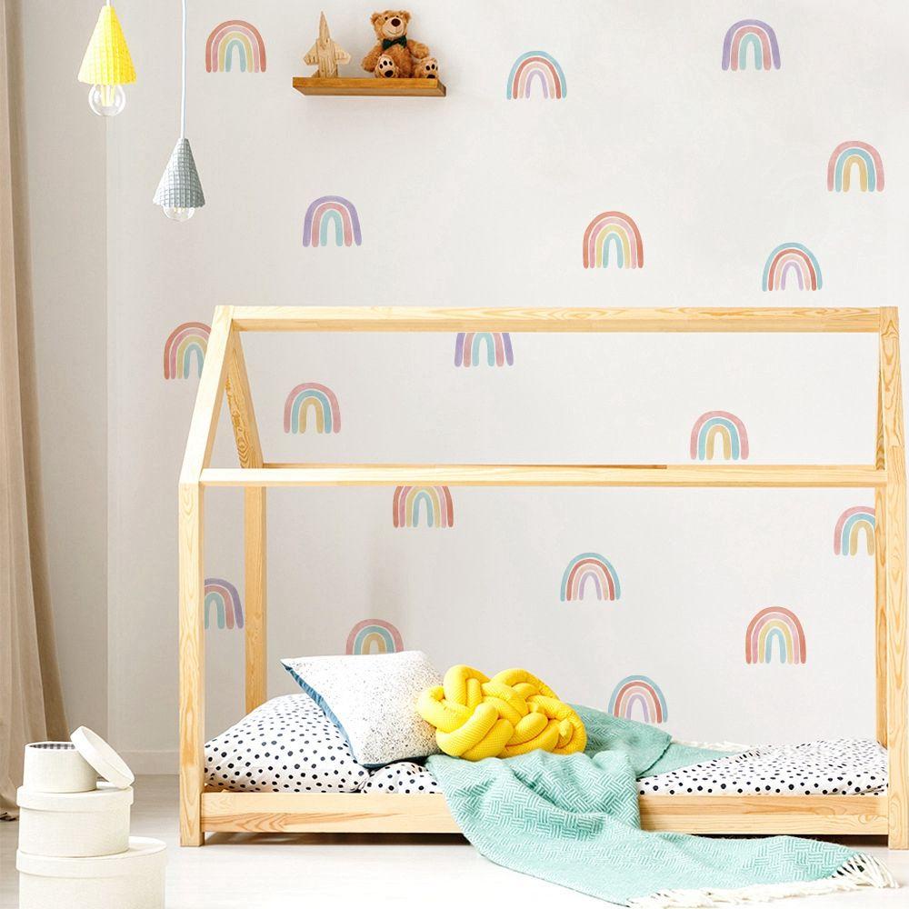 Set 36 Miếng Dán Tường Hình Cầu Vồng Phong Cách Boho