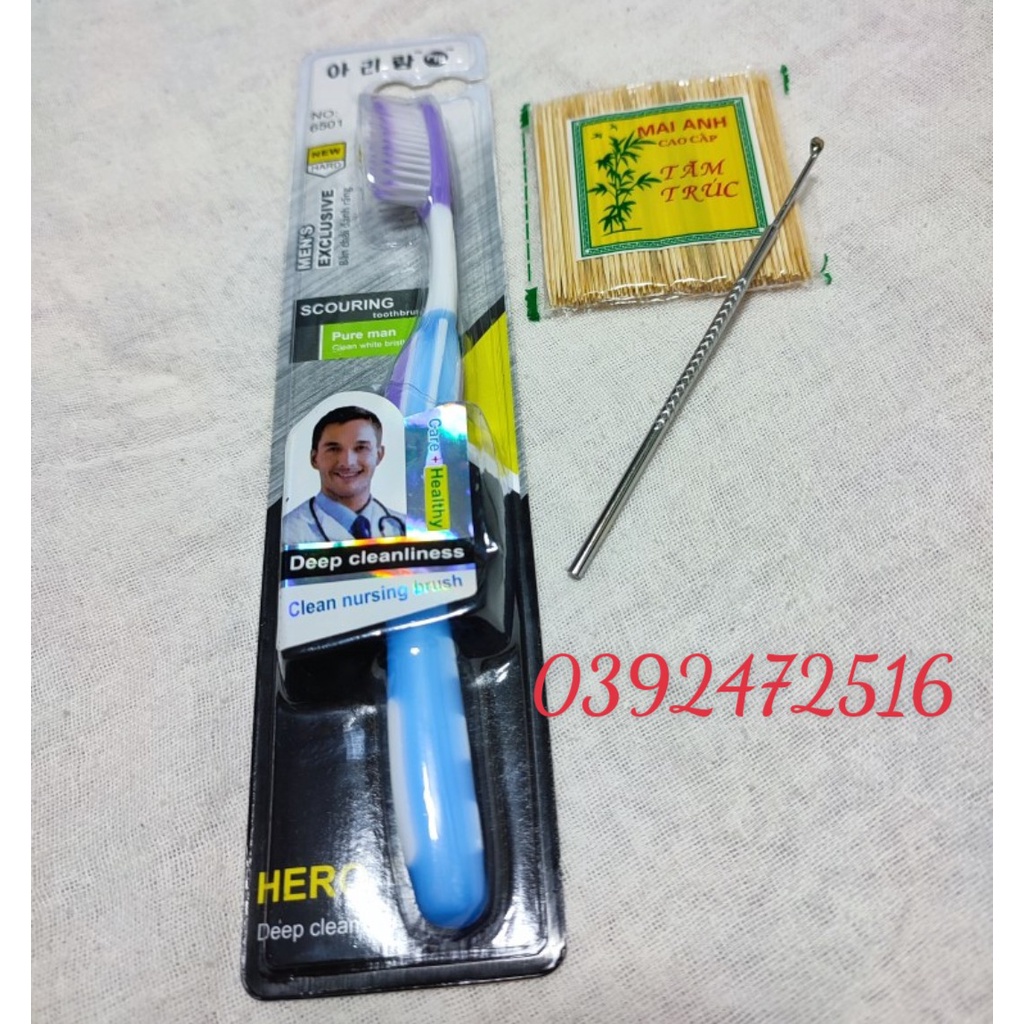 Combo 3 món bàn chải đánh răng- tăm xỉa răng- gòn rái tai