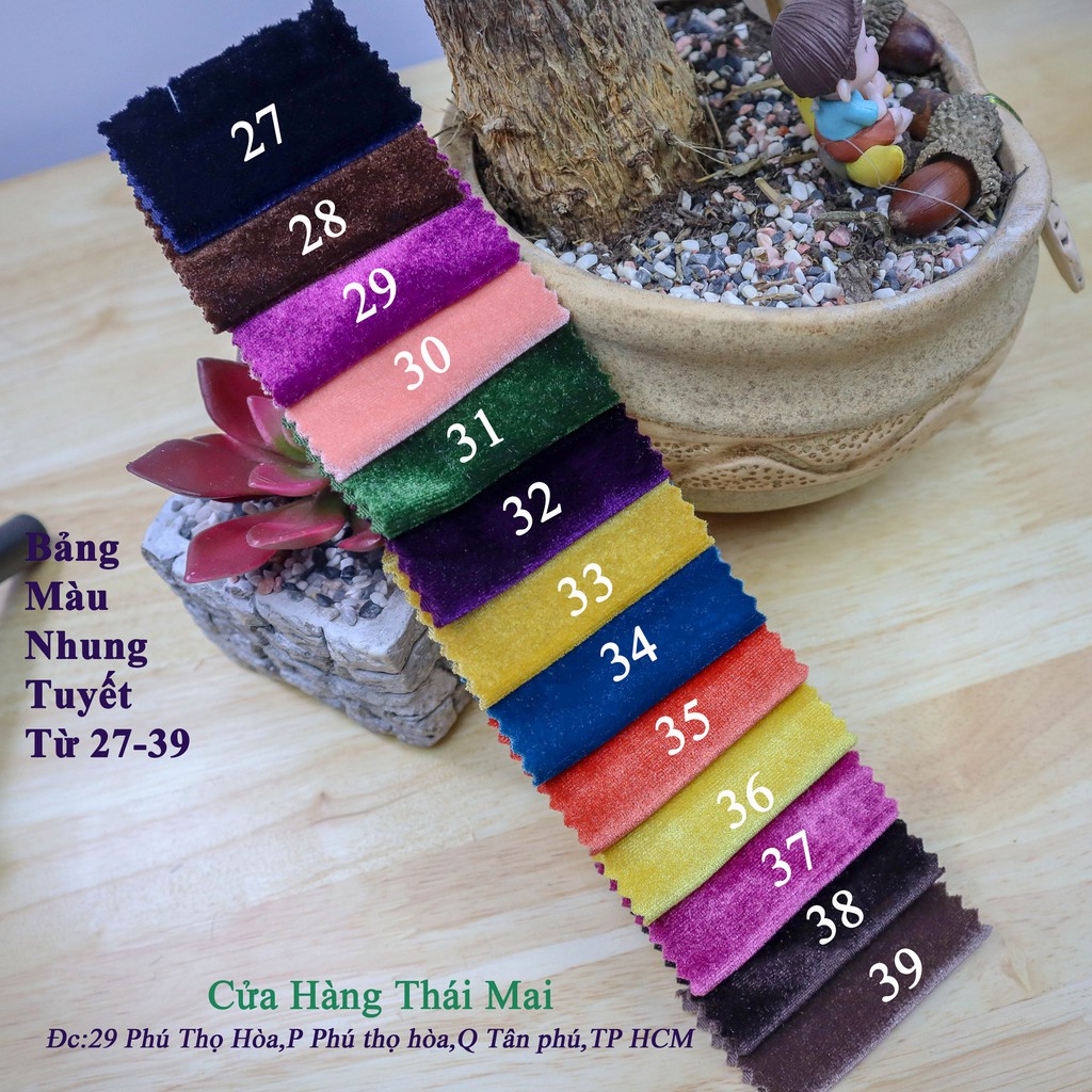 Vải Nhung tuyết,Vải nhung 7 biên,Vải nhung trơn,Vải may áo dài chính phẩm khổ 1m6 - ThaiMaiTM