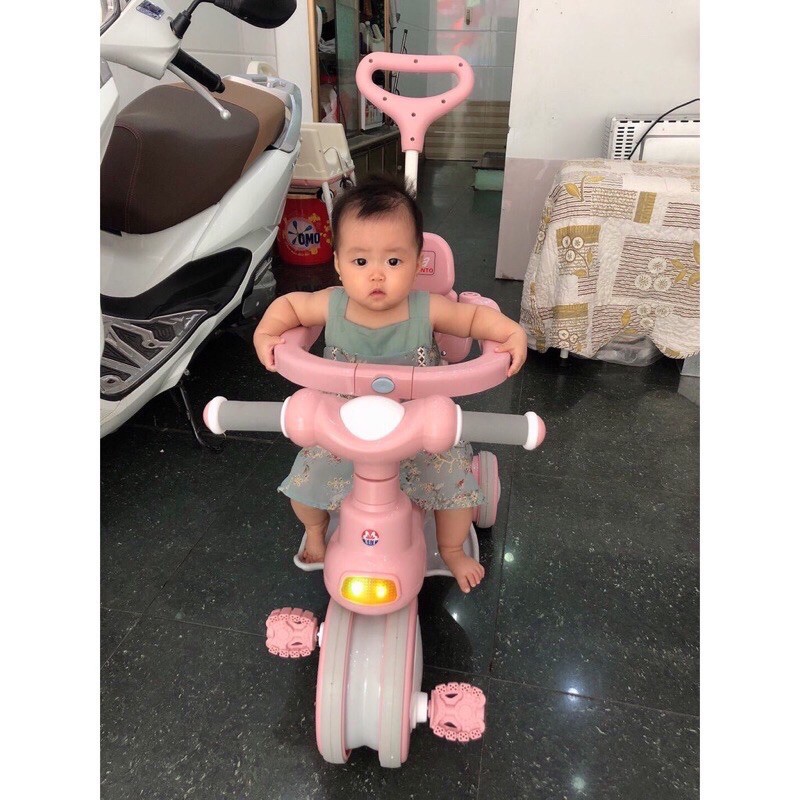 Xe đẩy có đèn và phát nhạc cho bé, xe đạp 3in1 có khung bảo vệ bé loại đẹp
