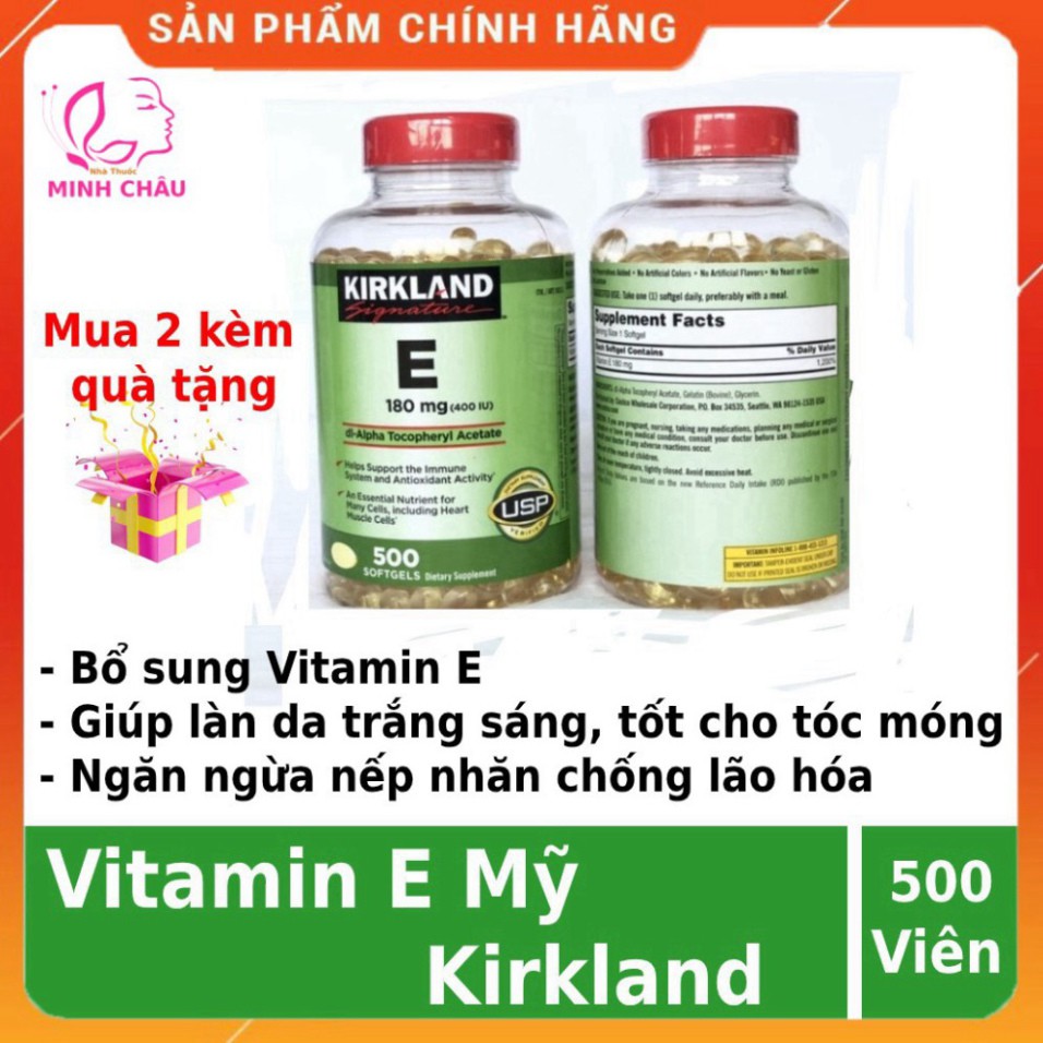 SĂN SALE NÀO Viên uống trắng da ❤️FREESHIP👍 Vitamin E 400 IU 500 viên Kirkland Mỹ ❤️ tốt cho da, móng và tóc, chống lão
