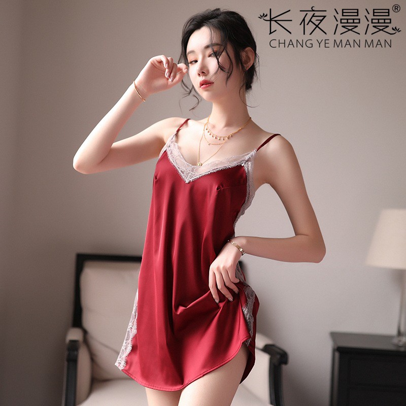 váy Ngủ Quyến Rũ Lụa Phối Ren Xẻ Tà Siêu Xinh Gợi Cảm NA633