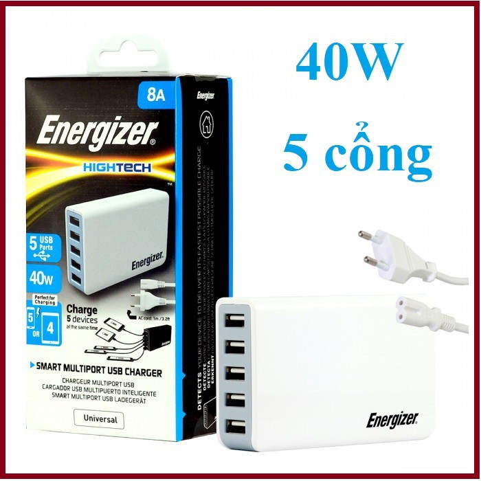 Sạc 8A 40W Energizer 5 cổng new fullbox