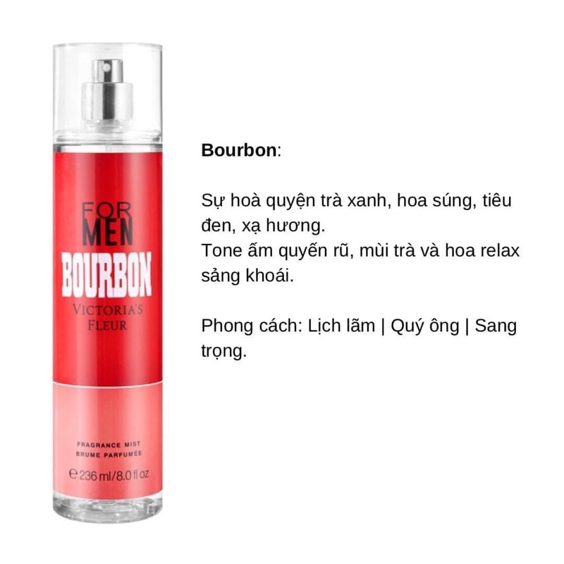 Xịt thơm bodymist cho Nam 236ml Victoria Fleur