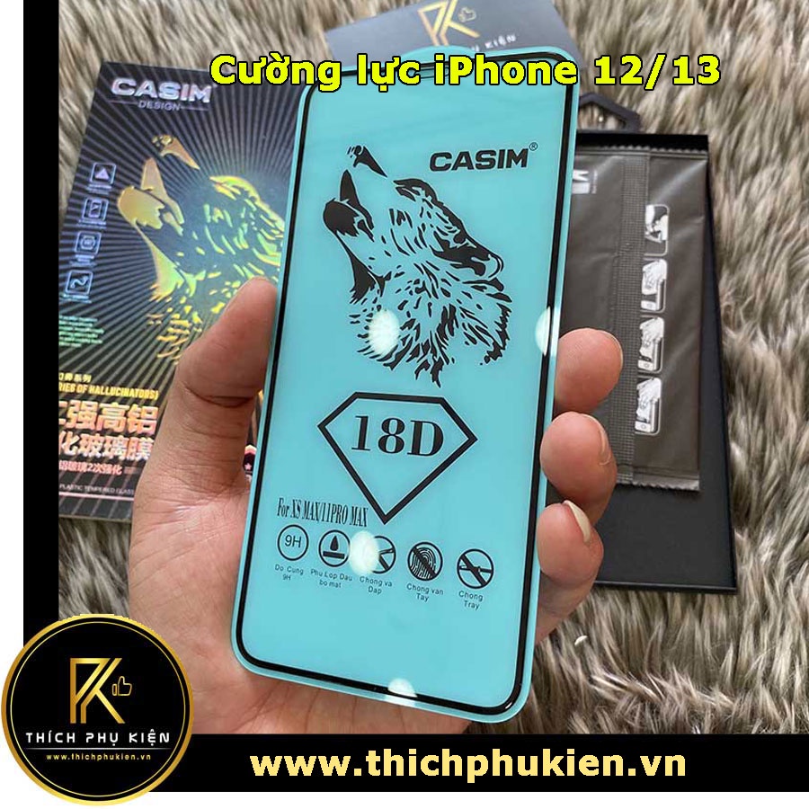 Kính Cường Lực Full Viền CASIM 18D iP 12/12 Pro/12 Mini/12 Pro Max/13/13 Pro/13 Pro Max