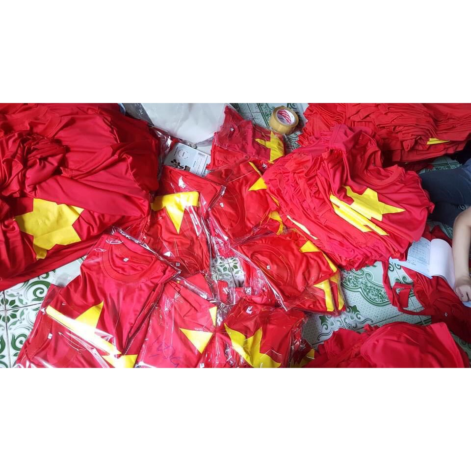 Áo thun cờ Việt Nam Áo Cờ Đỏ Sao Vàng Chất ĐẸP sẵn hàng đủ size (10-75kg) mã A01