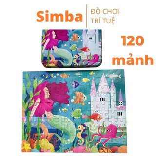 Xếp hình gỗ 120 mảnh tranh ghép đồ chơi Simba xếp hình hộp thiếc nhiều chủ đề cho bé