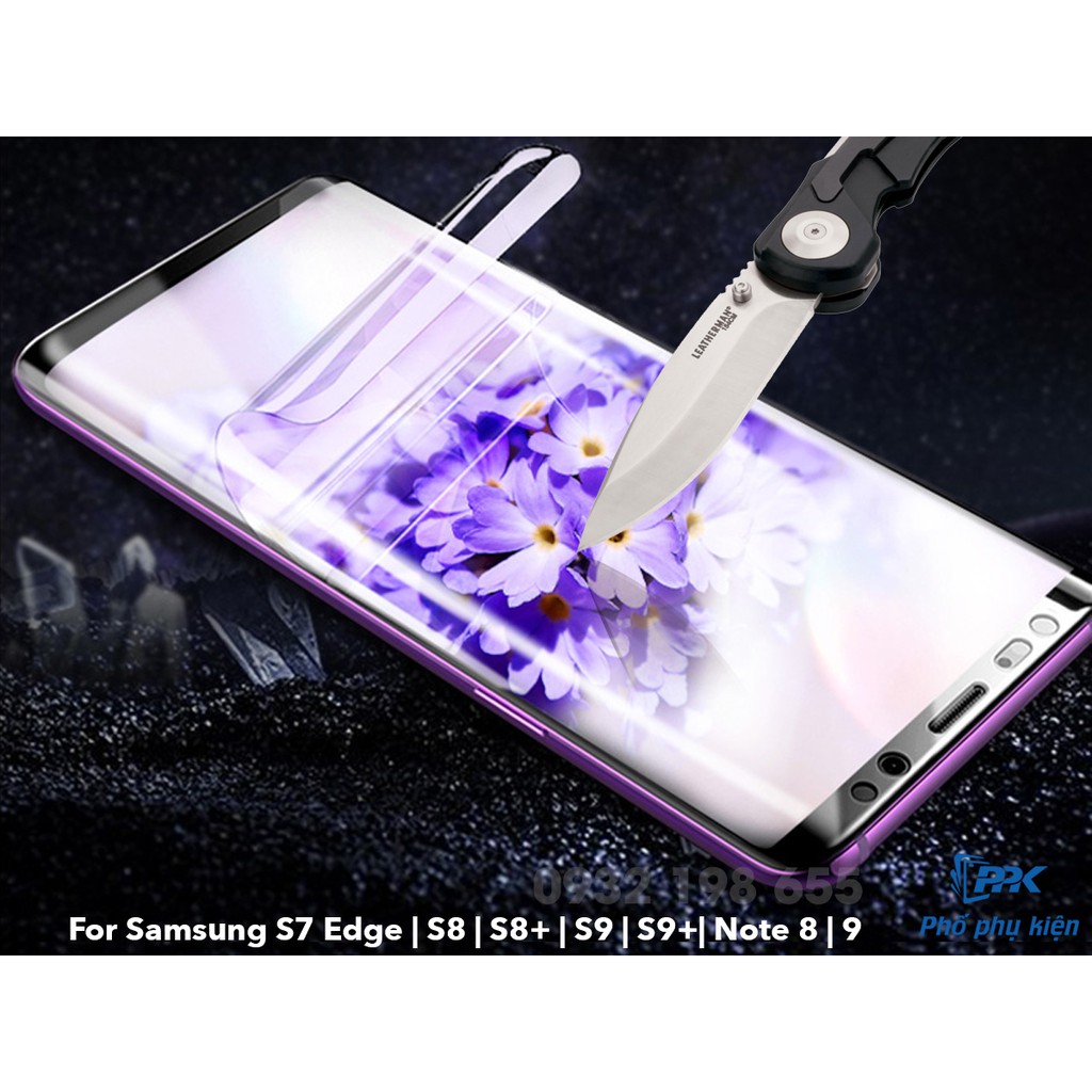 Dán Cường Lực Samsung Note 8, Note 9, S8+, S9+ Loại Dẻo Full Keo 2 Mặt Trước Sau