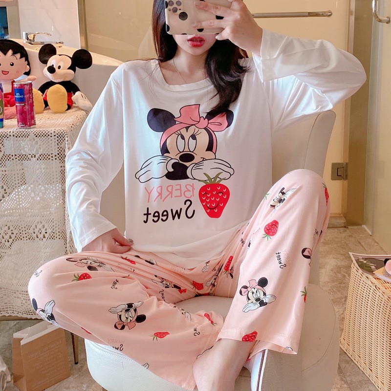 Bộ đồ ngủ dài tay họa tiết nhân vật hoạt hình dễ thương BD04 | BigBuy360 - bigbuy360.vn