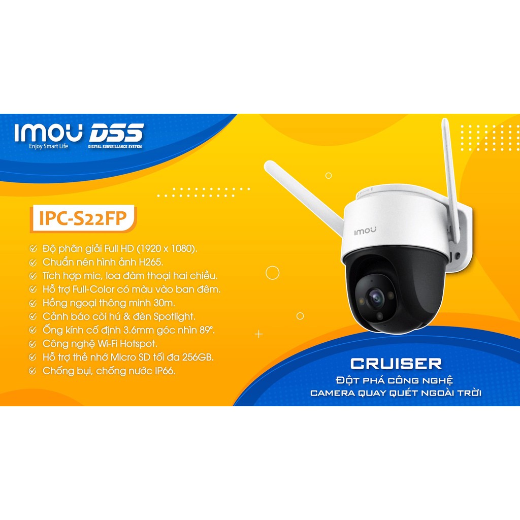 [Độ Nét Cao] Camera  4M 2K PTZ (XOAY) Ngoài Trời WIFI IMOU S42FP S22FP CRUISER 1080P Màu Ban Đêm Thông Minh A22ep F22P | BigBuy360 - bigbuy360.vn