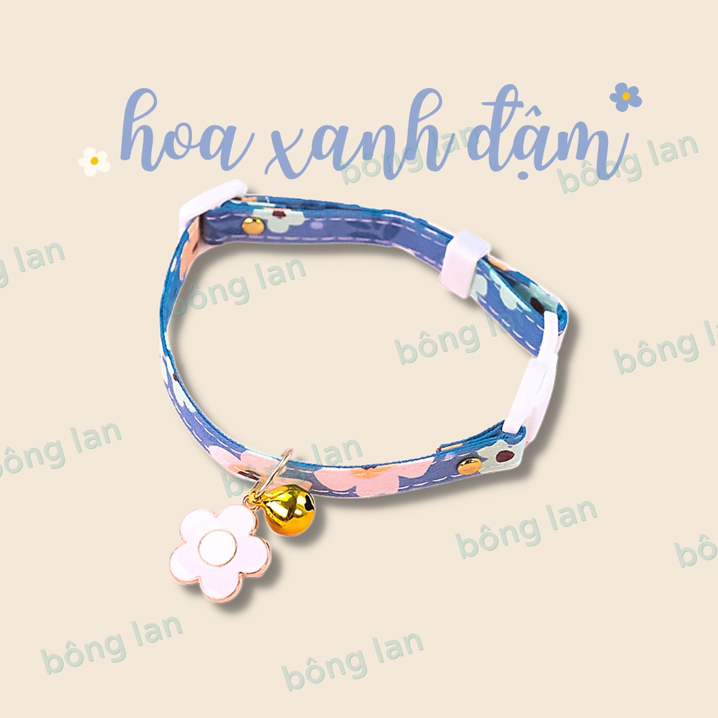 [CÓ SIZE LỚN] Vòng cổ trang trí gắn chuông kèm charm bông hoa cho thú cưng chó mèo