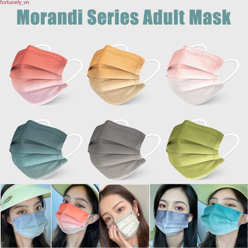 Set 10 Khẩu Trang Morandi 3 Lớp Bằng Vải Không Dệt Dùng Một Lần Dành Cho Người Lớn