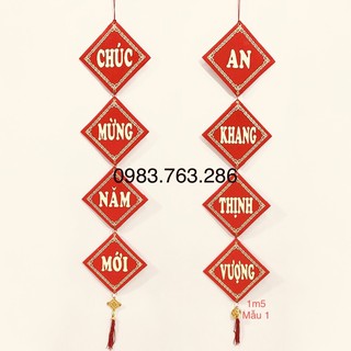 Khánh vuông nhung 1m50 Chúc mừng năm mới - Vạn sự như ý- An khang thịnh vượng treo trang trí Tết