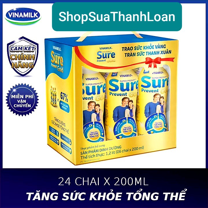 [HSD T8-2022] Thùng 24 Chai Sữa Bột Pha Sẵn Sure Prevent Gold 200ml