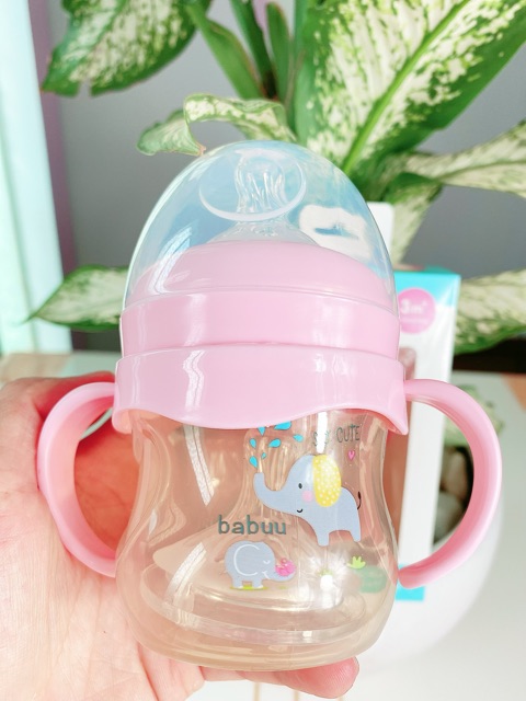 Bình sữa PPSU cổ rộng quai cầm Babuu Baby 120ml/240ml ( có tặng núm )