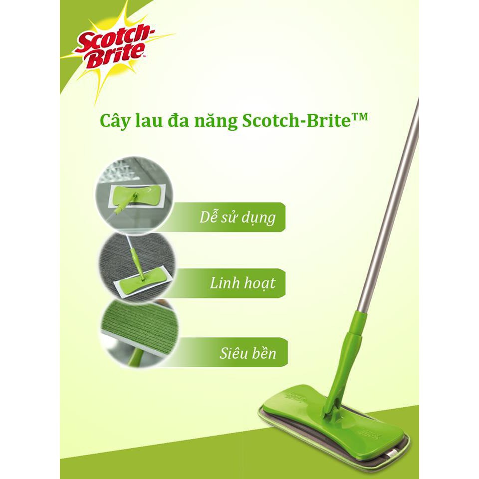 [GIÁ TỐT] Cây lau nhà đa năng Scotch-Brite (Cót rai) 3M 1910 2 đầu thay thế Microfiber và cước chà sàn 3X siêu sạch